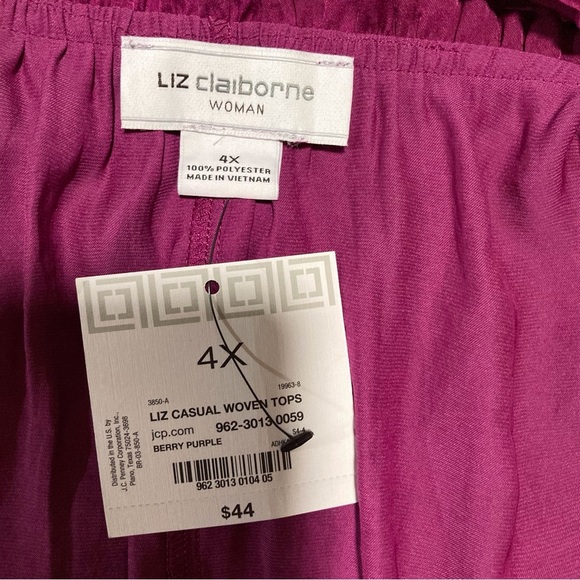 Liz Claiborne Raspberry‎ Pink Long Sleeve Tie Front Blouse | Silky & Flowy - Picture 4 of 8